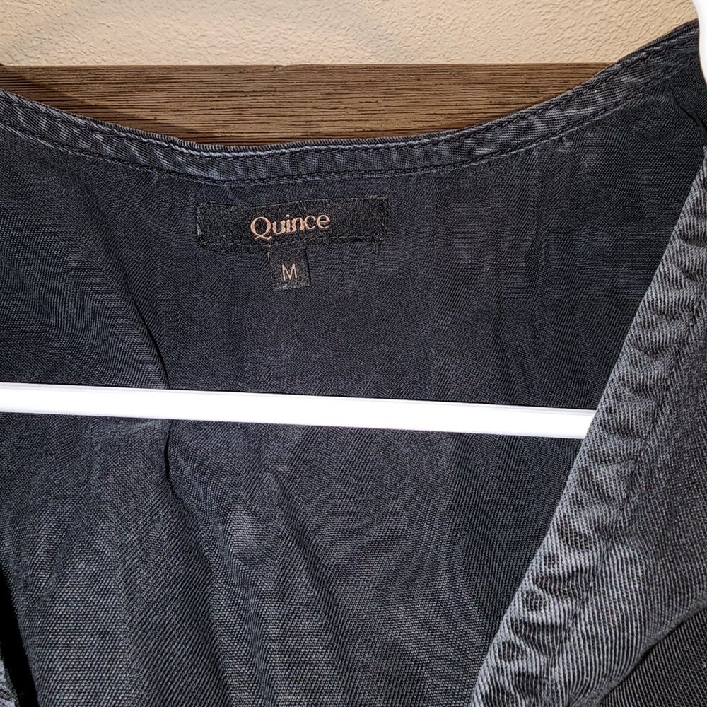 Quince Vintage Wash Tencel Button Front Dress NWOT Black Med - Picture 4 of 7